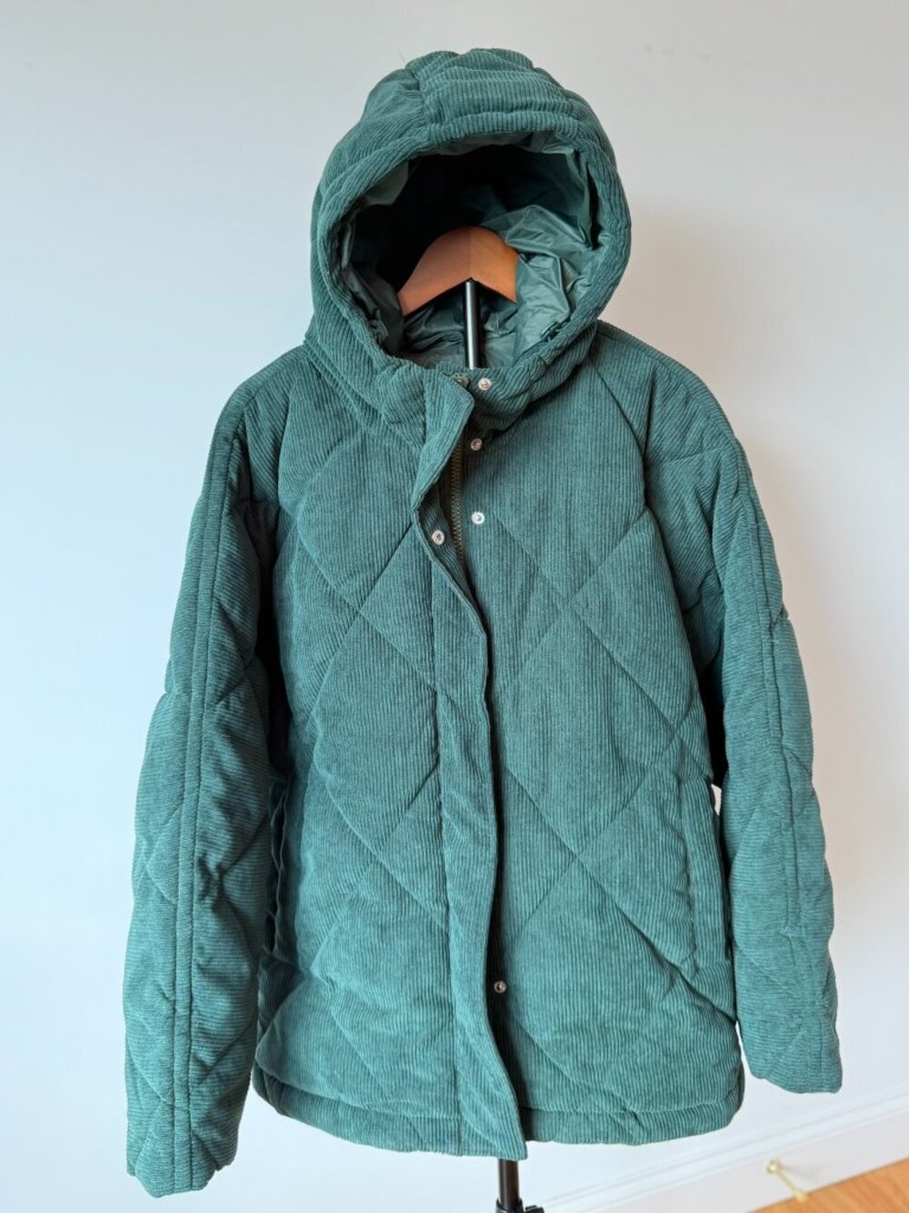 MADEWELL CORDUROY HOLLAND QUILTED HOODED PUFFER PARKA (SIZE XXL)